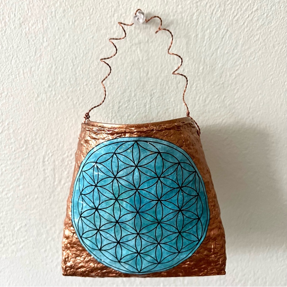 Flower of Life|Sacred Geometry|For: Trinkets~Plants| Recycled Copper/paper/can